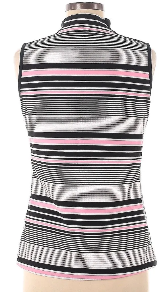 Tail Pink, White & Black Striped Jacquard Sleeveless Golf Top MSP$93