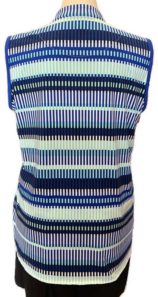 Tail Vertical Mutli Blue 1/4 Zip Sleeveless Top Size XXL MSP $96
