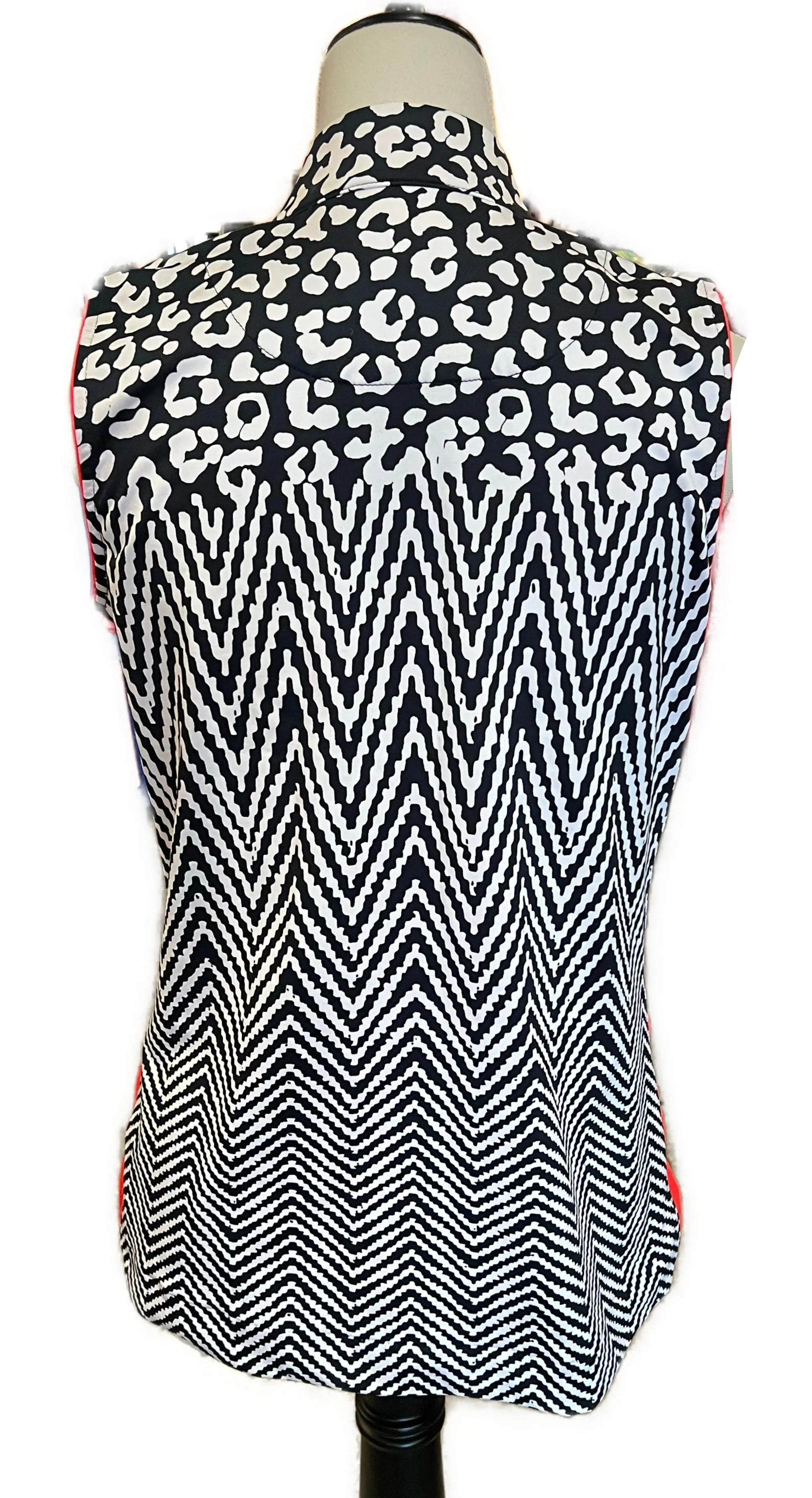 Tail Women's Black, White & Red Animal Print Sleeveless Golf Polo Size M MSP$101