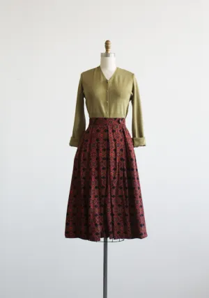 tapestry print midi skirt