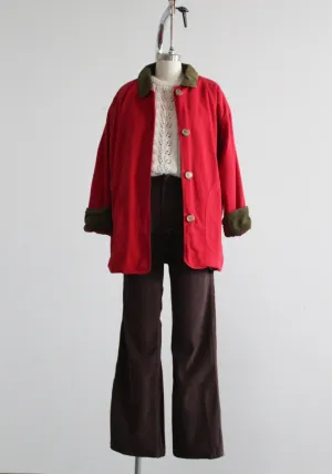 tomato red chore coat 1919 Vintage