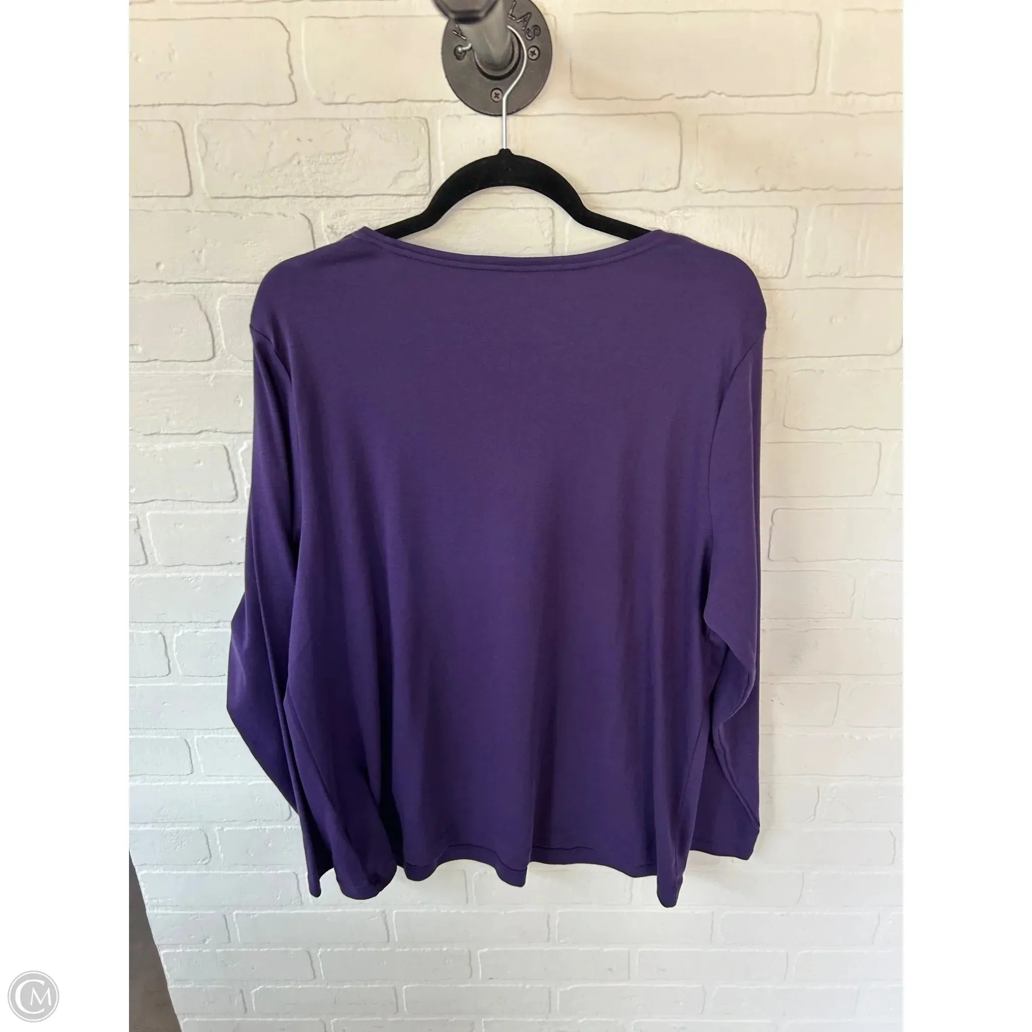 Top Long Sleeve Basic By Croft And Barrow In Purple, Size: 1x