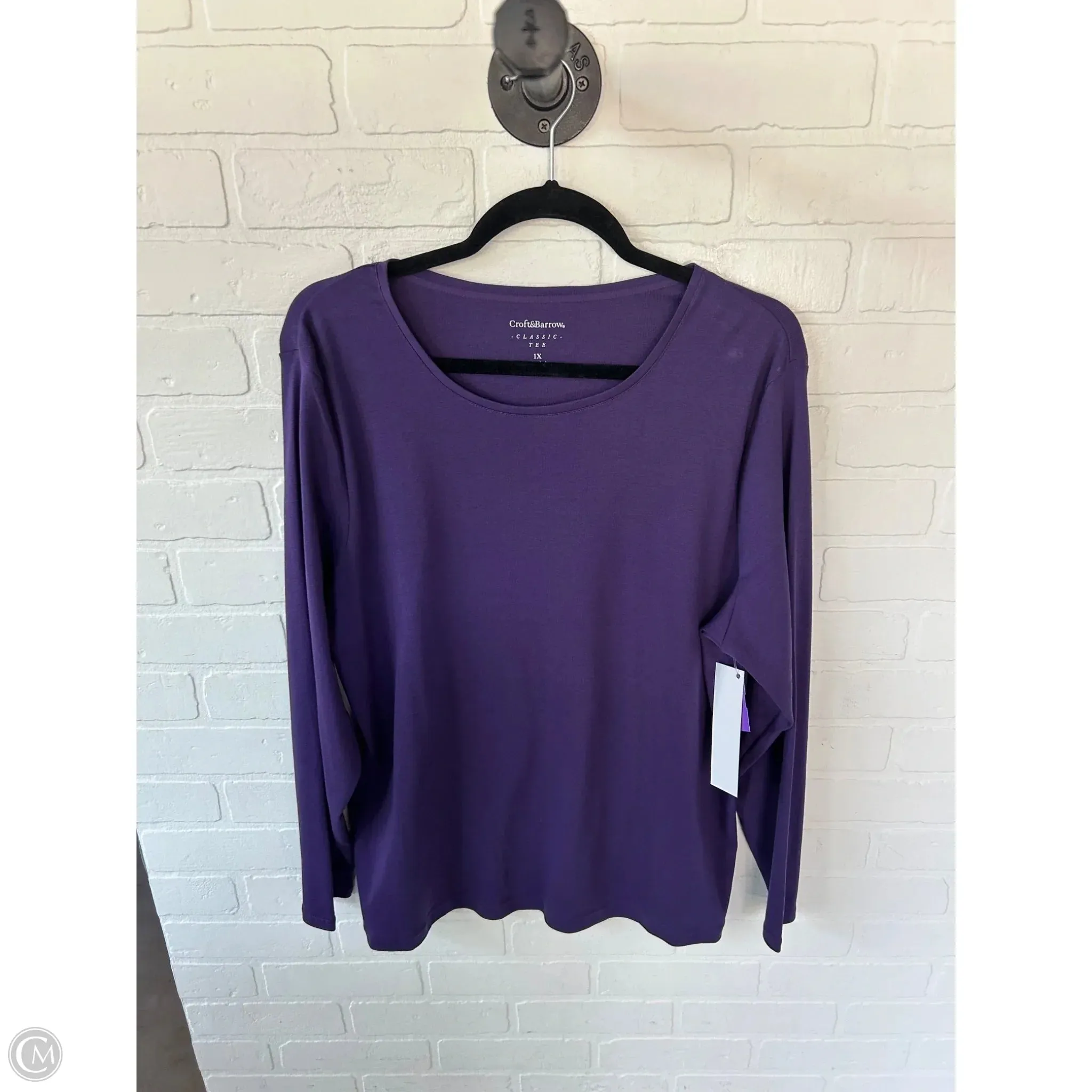 Top Long Sleeve Basic By Croft And Barrow In Purple, Size: 1x