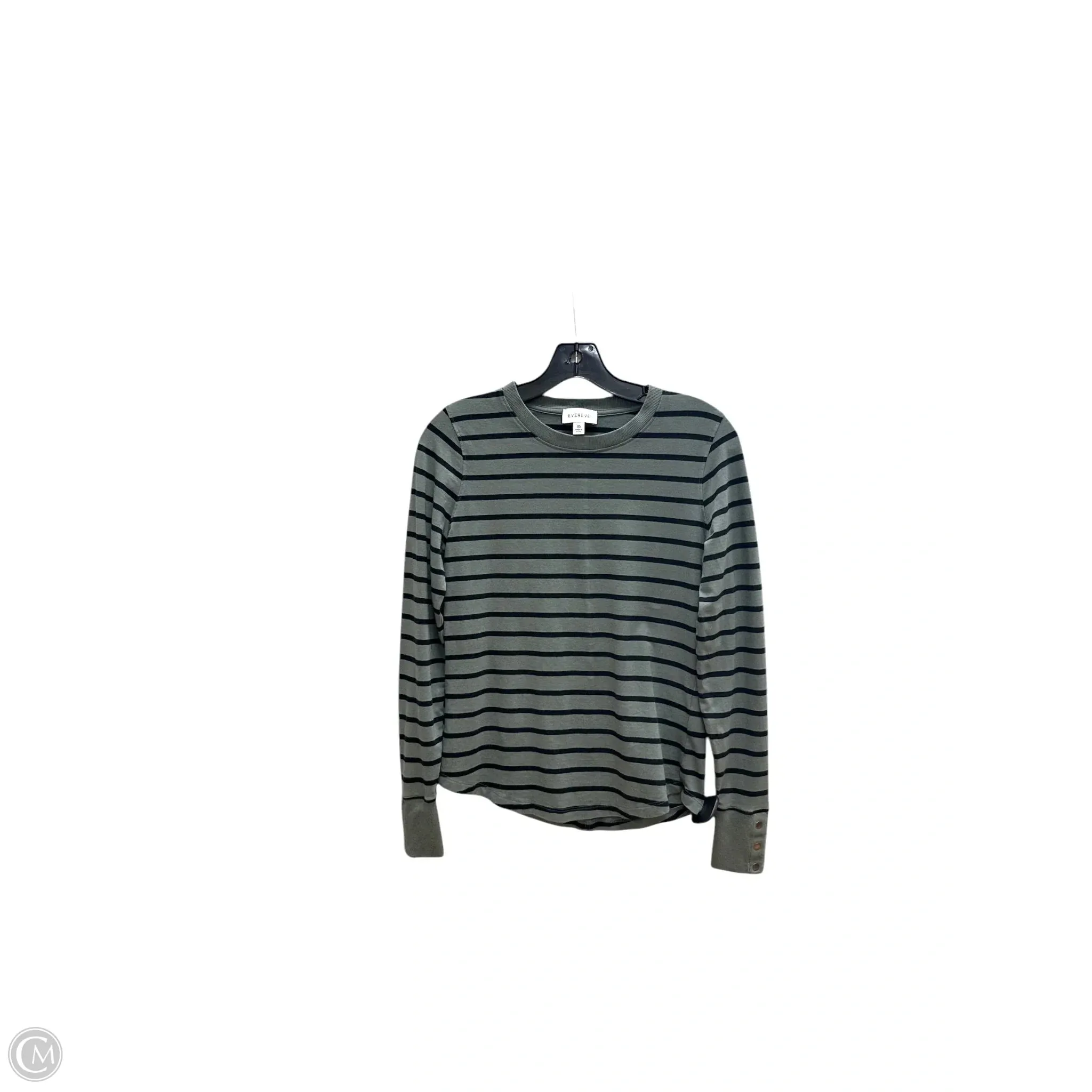 Top Long Sleeve By Evereve In Striped Pattern, Size: Xs