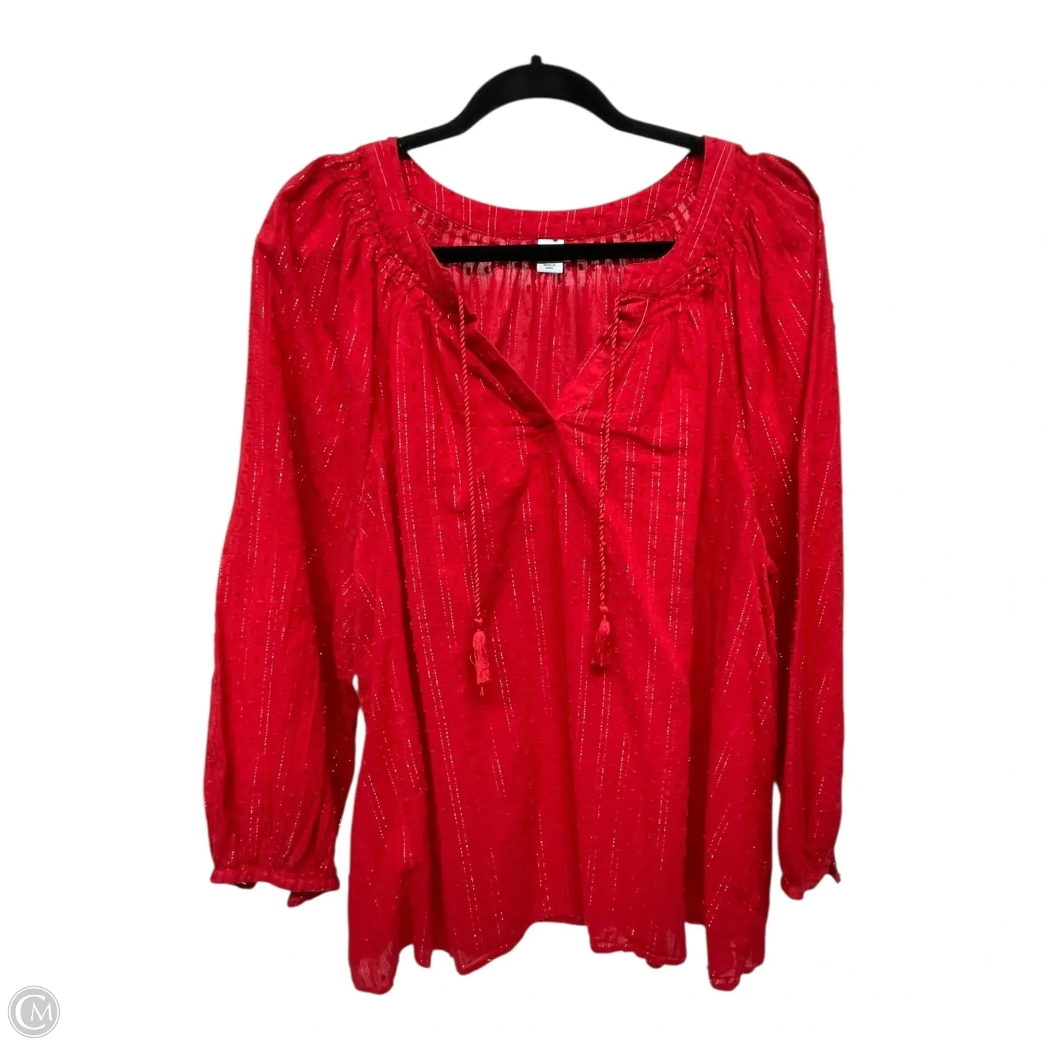 Top Long Sleeve By Old Navy In Gold & Red, Size: Xl