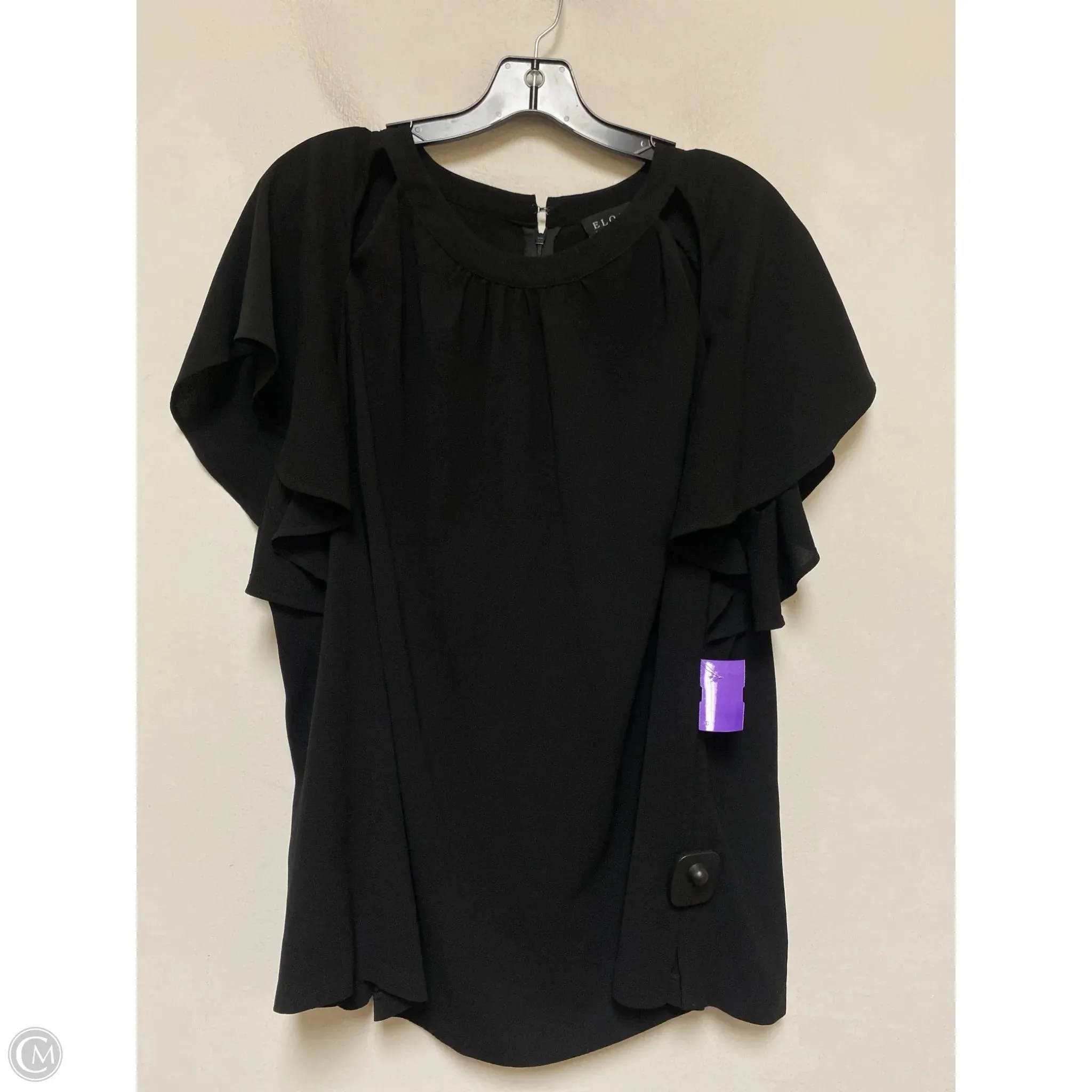 Top Short Sleeve Basic By Eloquii In Black, Size: 2x