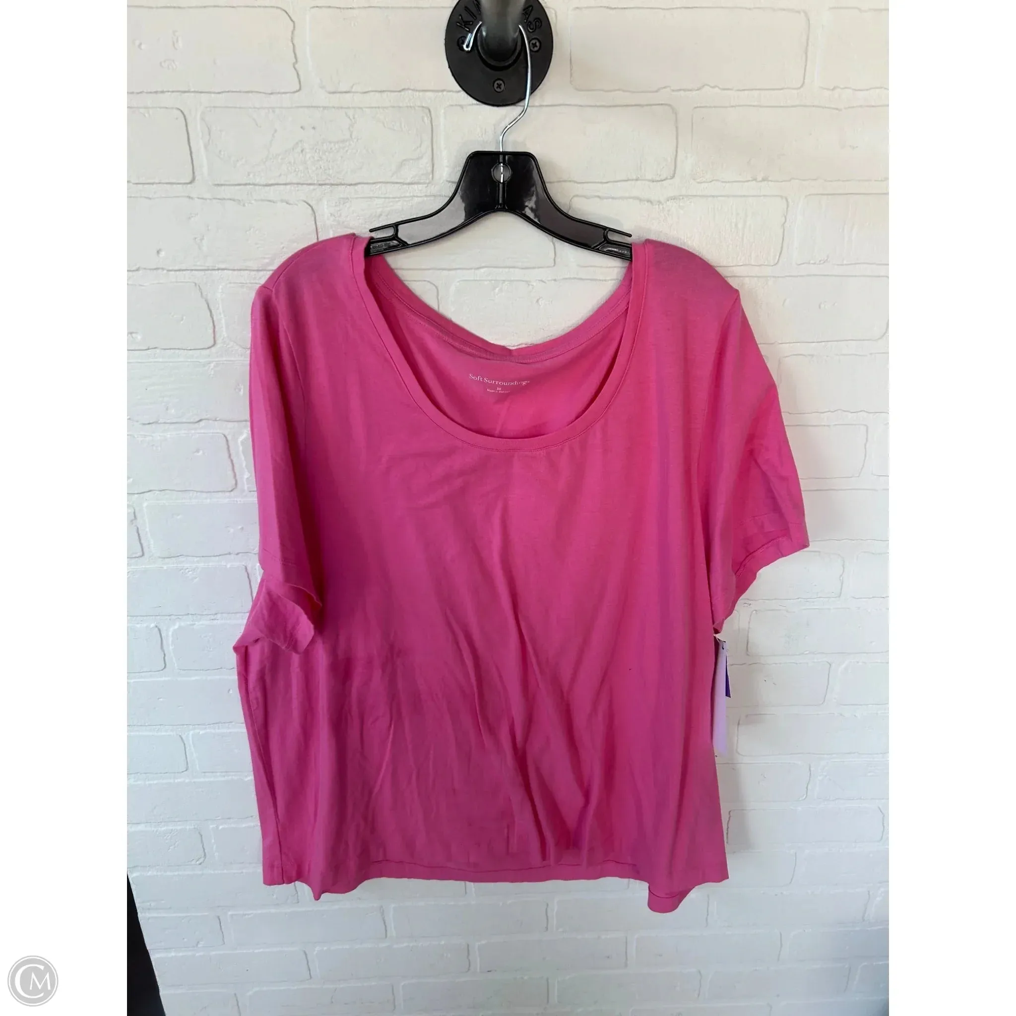 Top Short Sleeve Basic By Soft Surroundings In Pink, Size: 3x