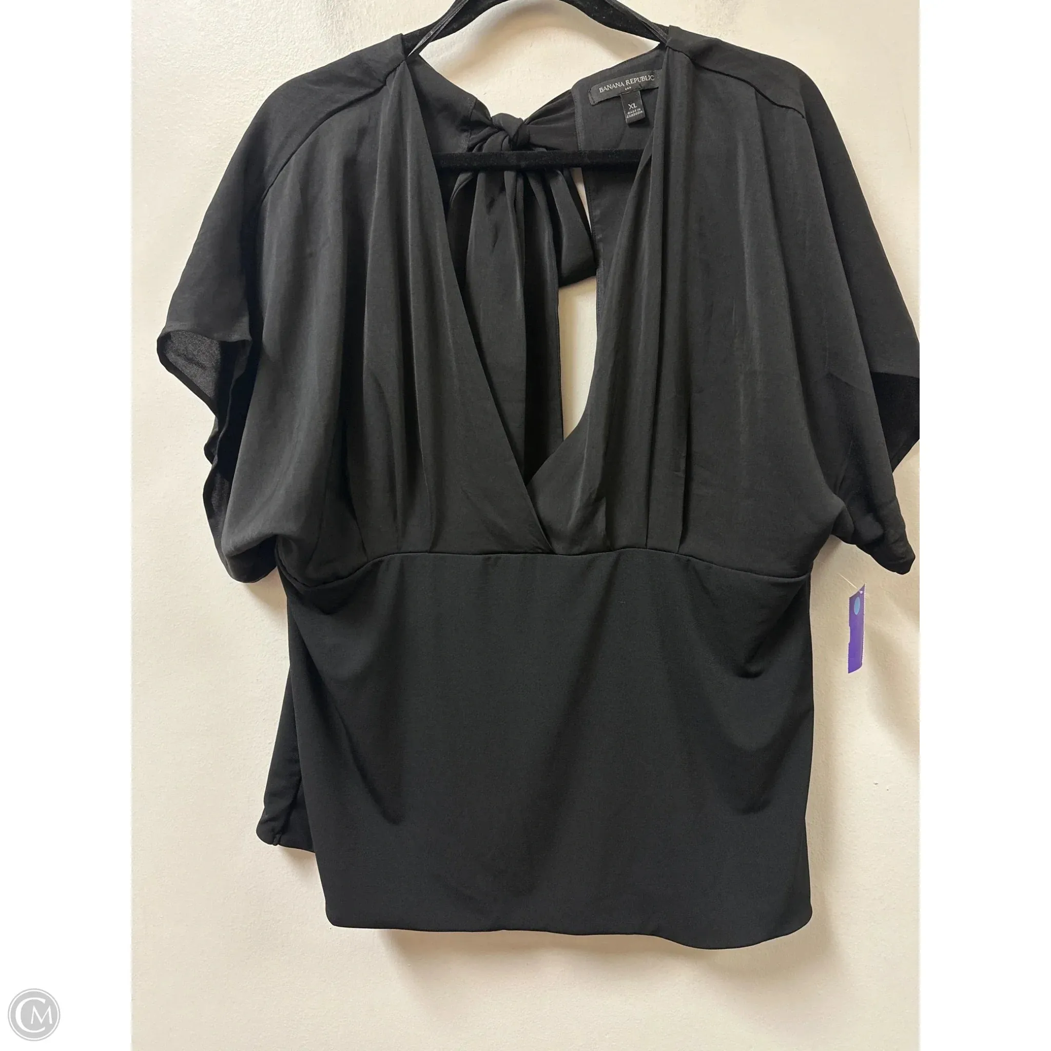 Top Short Sleeve By Banana Republic In Black, Size: Xl
