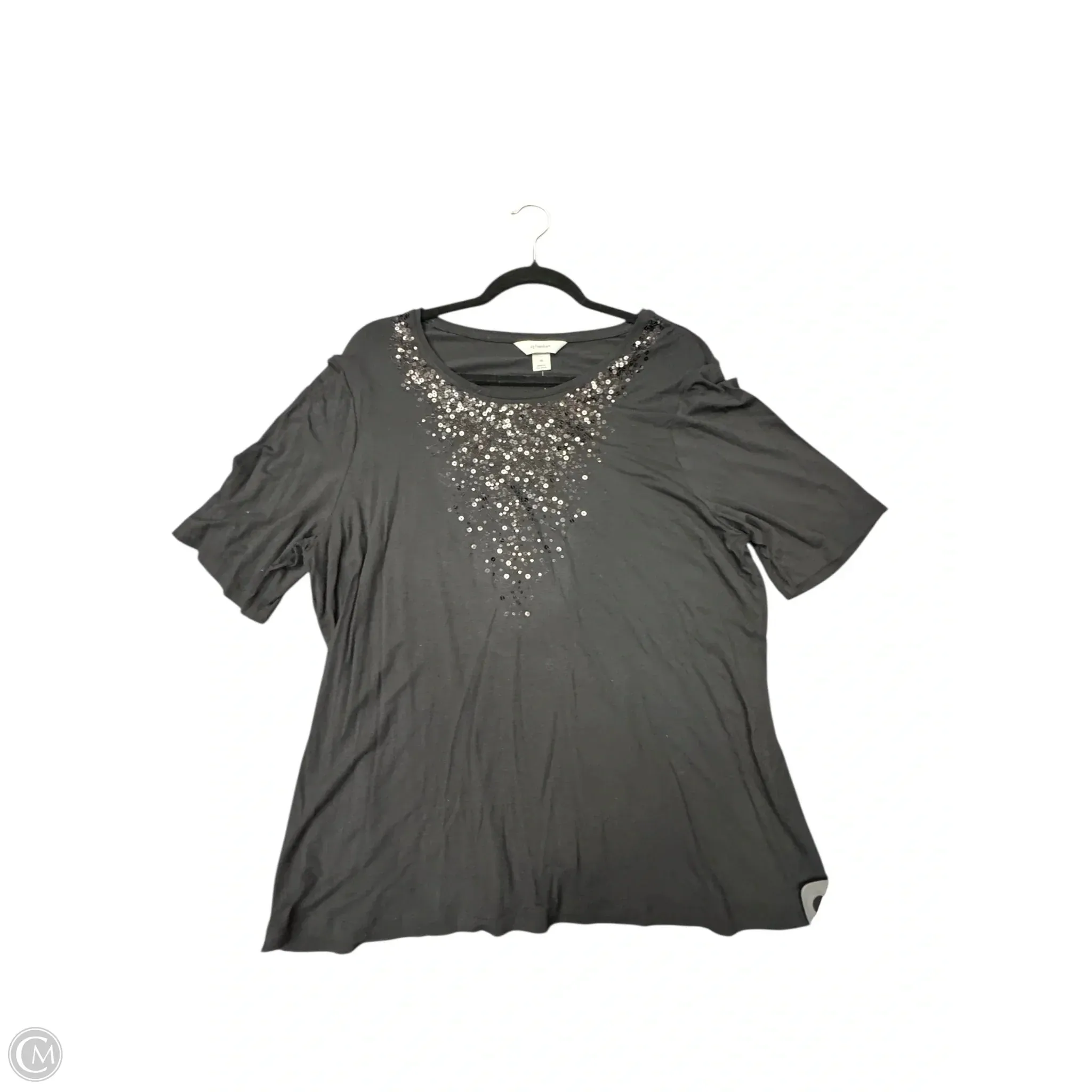 Top Short Sleeve By Cj Banks In Black, Size: 1x