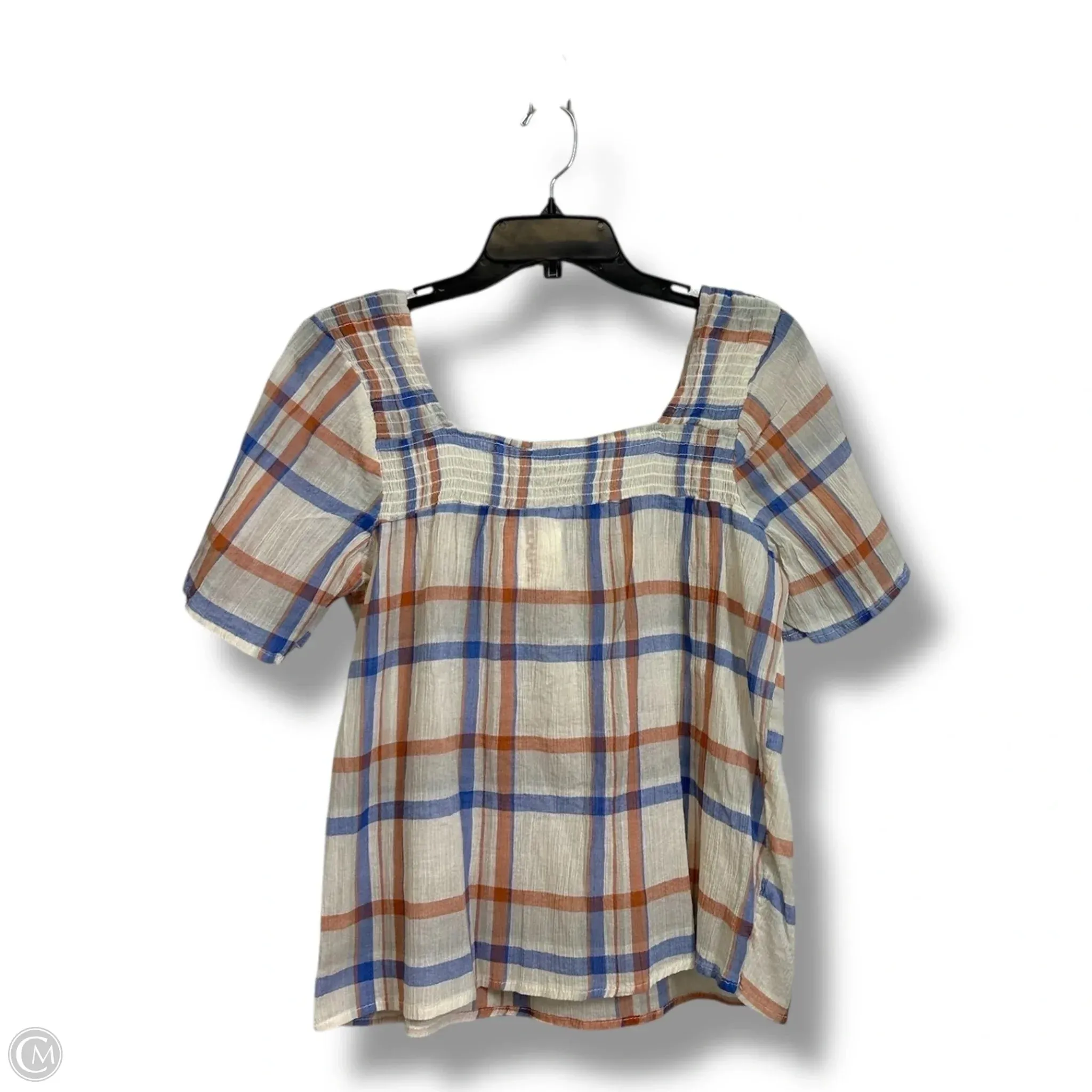 Top Short Sleeve By Clothes Mentor In Plaid Pattern, Size: S