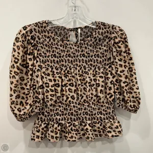Top Short Sleeve By Free People In Animal Print, Size: M