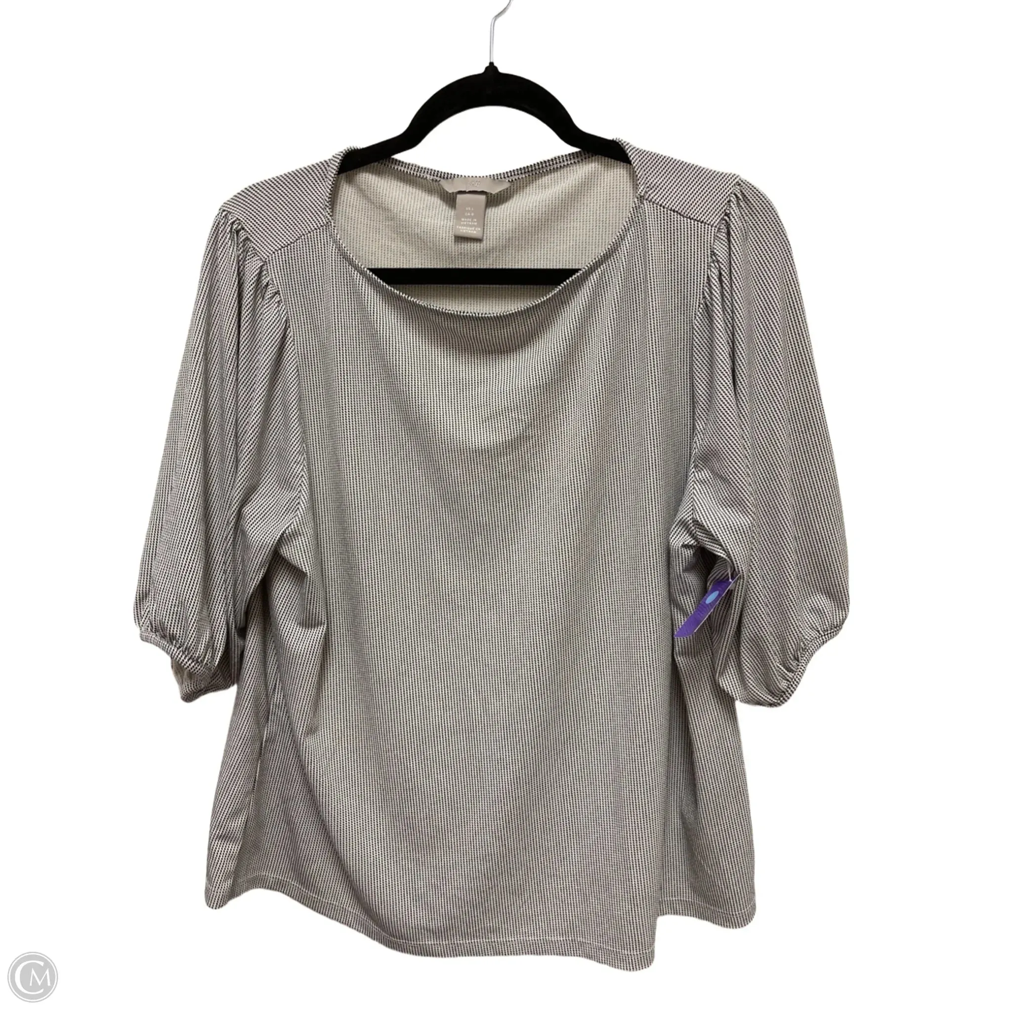 Top Short Sleeve By H&m In Black & White, Size: L
