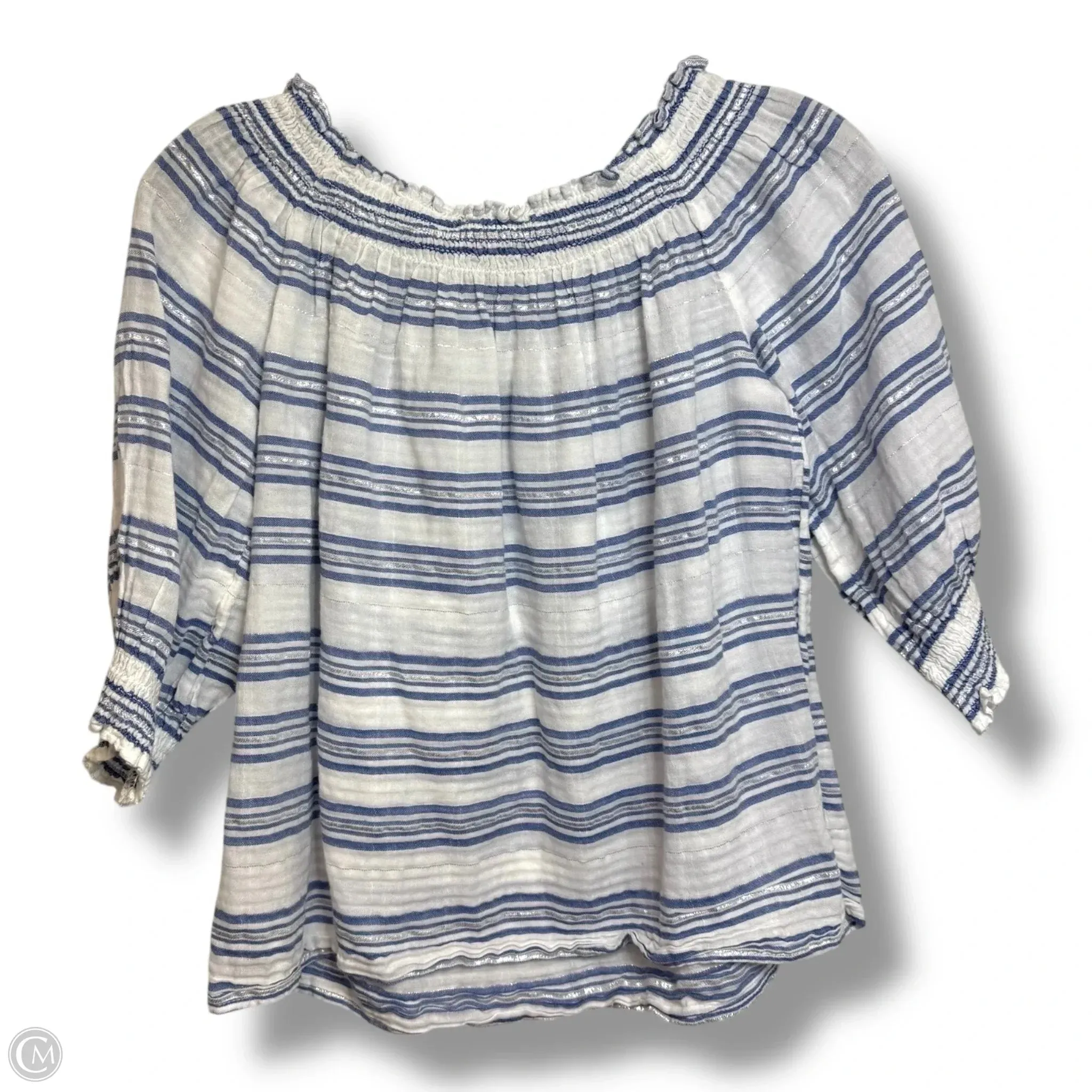 Top Short Sleeve By Inc In Blue & White, Size: M