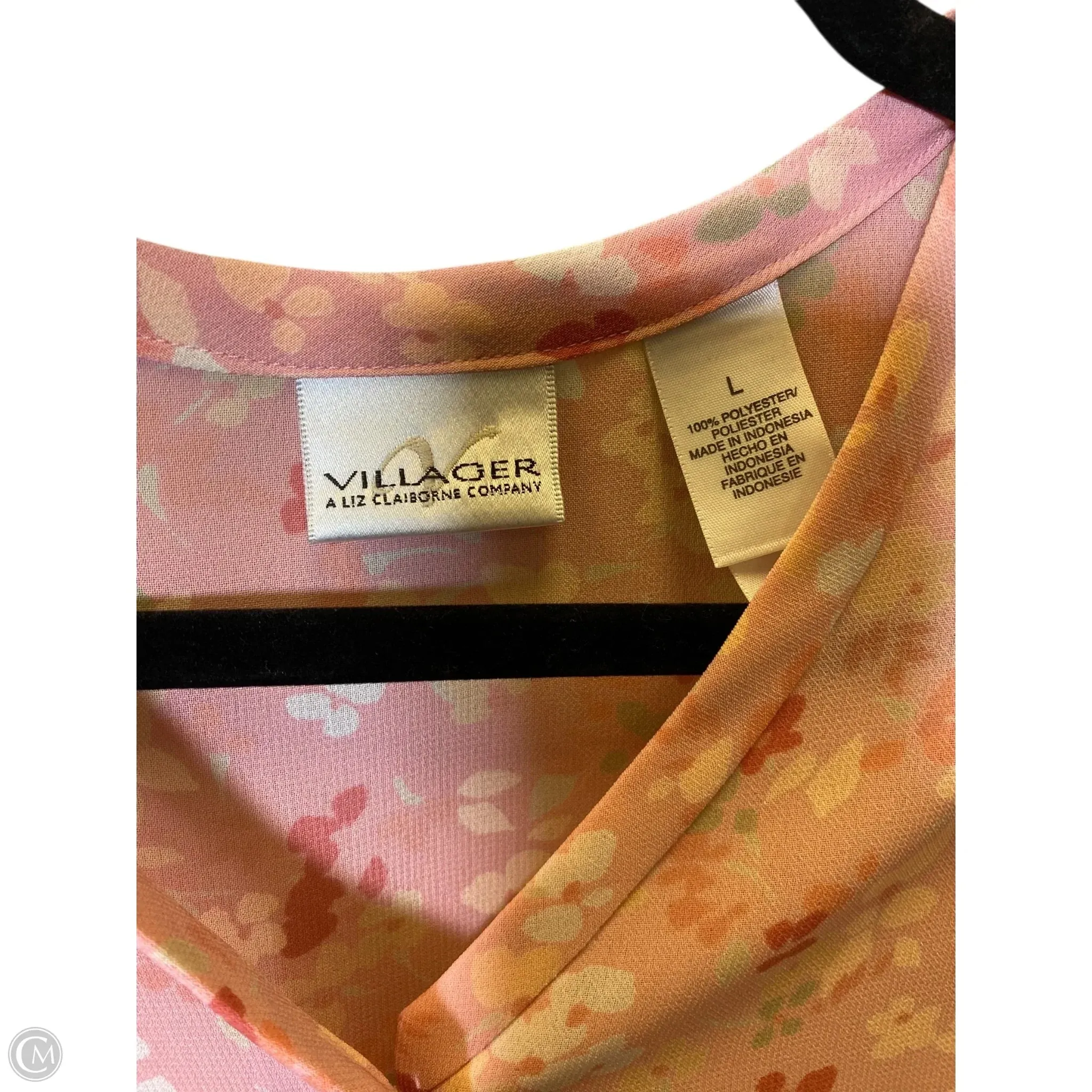Top Short Sleeve By Villager By Liz Claiborne In Floral Print, Size: L