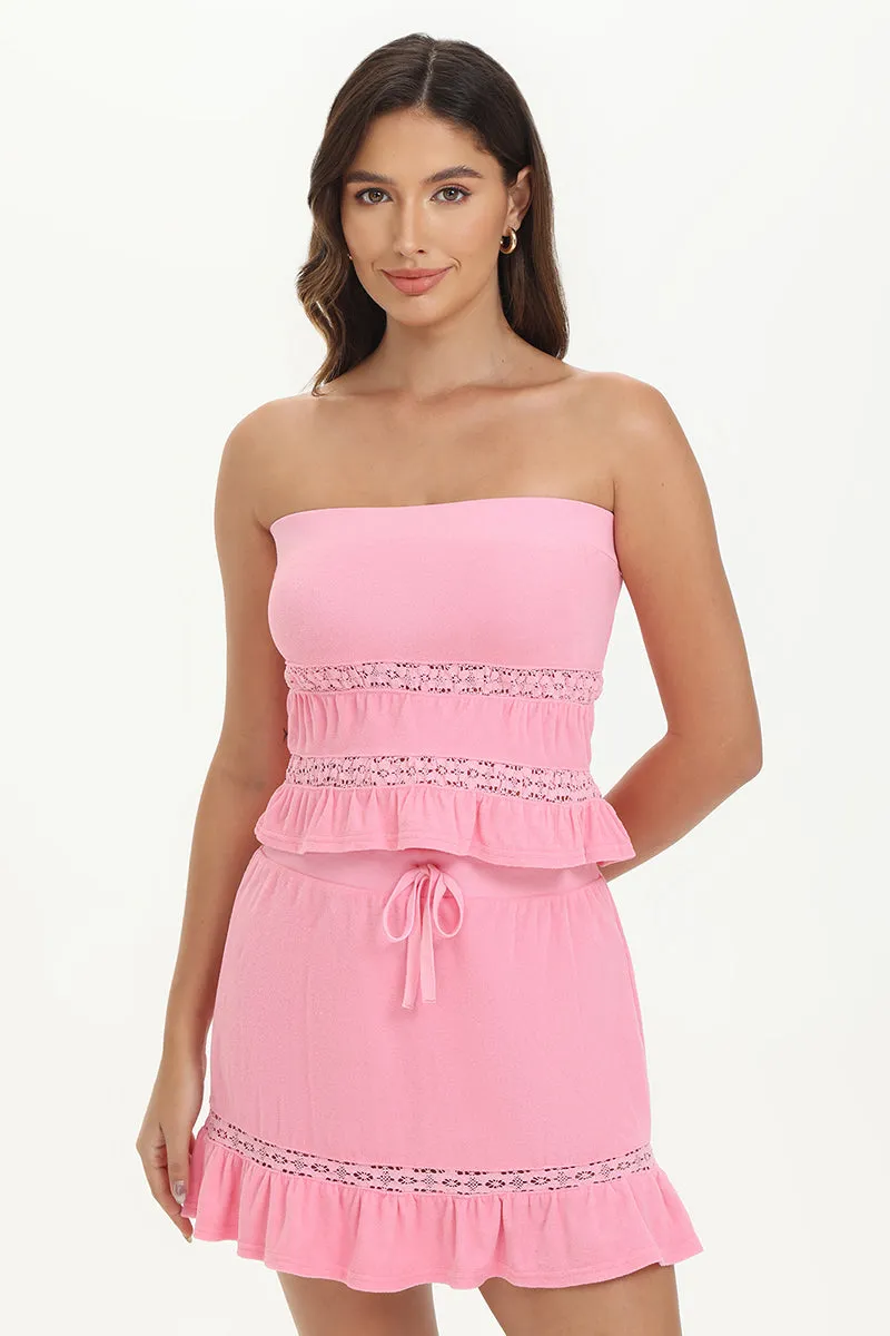 Towel Terry Lace Trim Tube Top by Juicy Couture