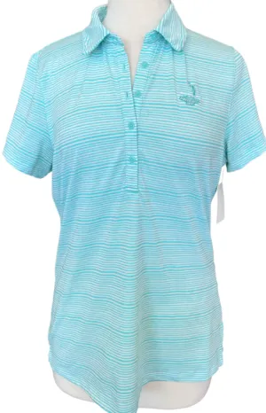 Under Armour Jade & White Striped Golf Polo w/ Pinehurst Logo Size L MSP$60
