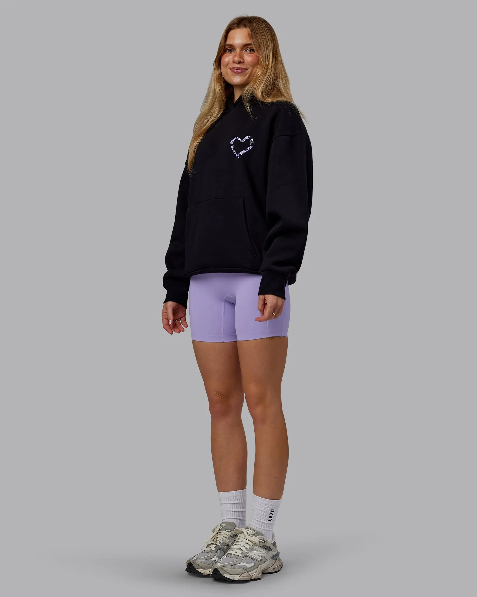Unisex Love The Process Oversize Hoodie - Black-Violet Ray