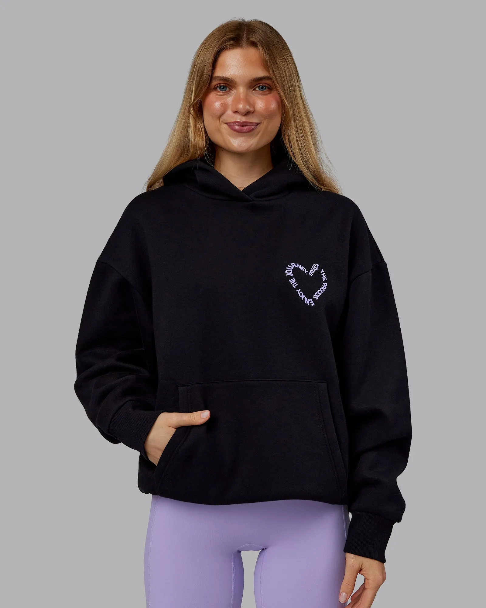 Unisex Love The Process Oversize Hoodie - Black-Violet Ray