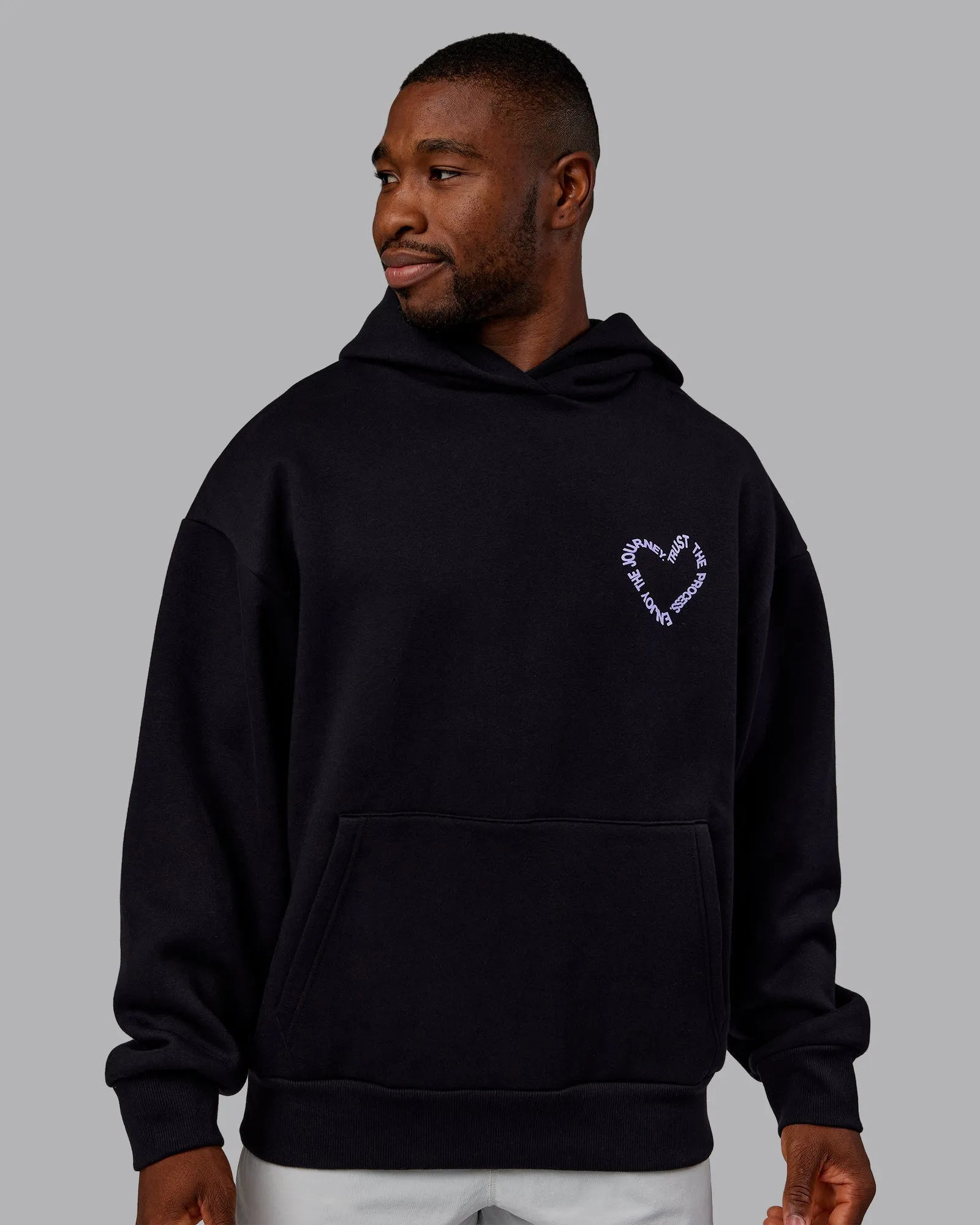 Unisex Love The Process Oversize Hoodie - Black-Violet Ray