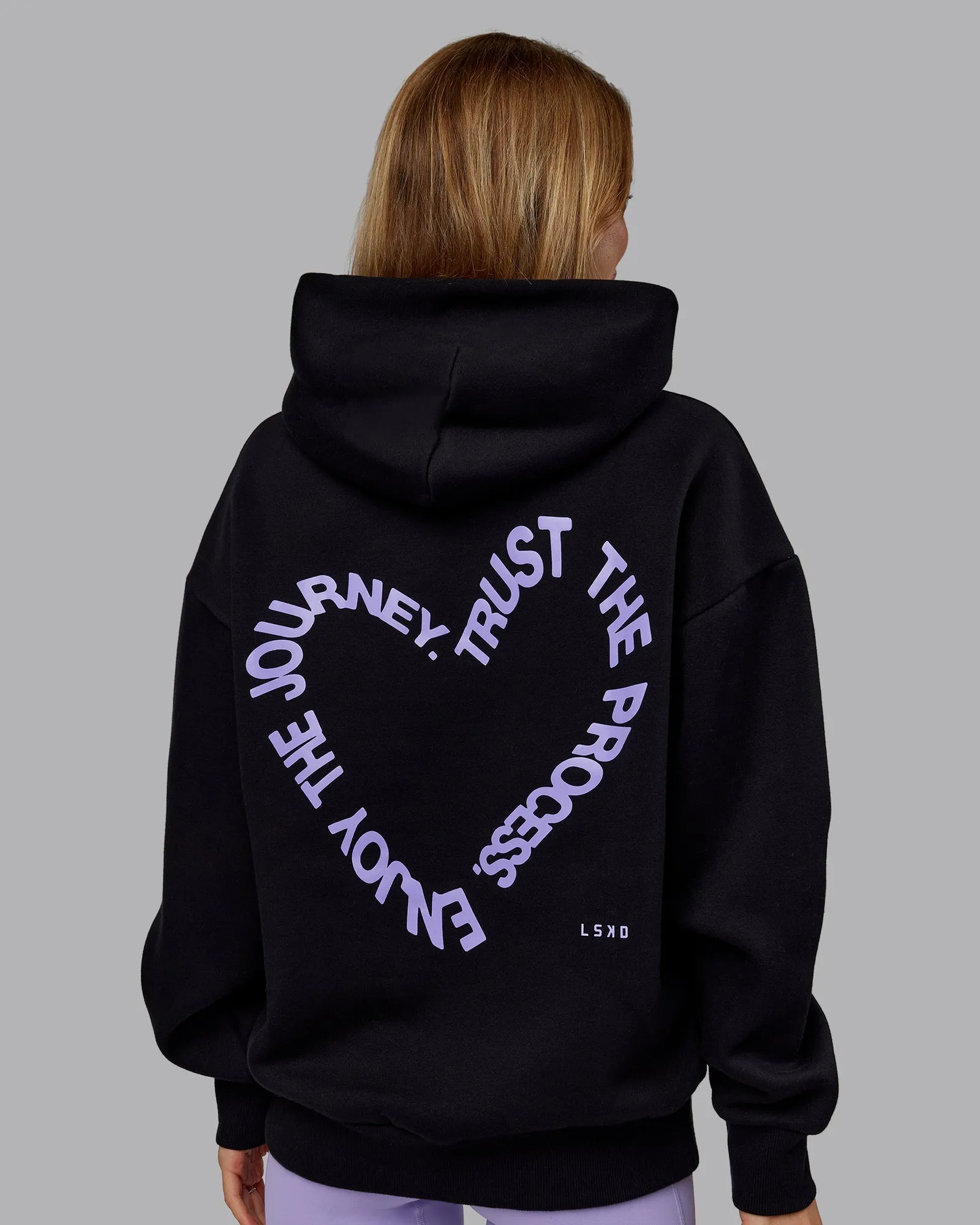 Unisex Love The Process Oversize Hoodie - Black-Violet Ray