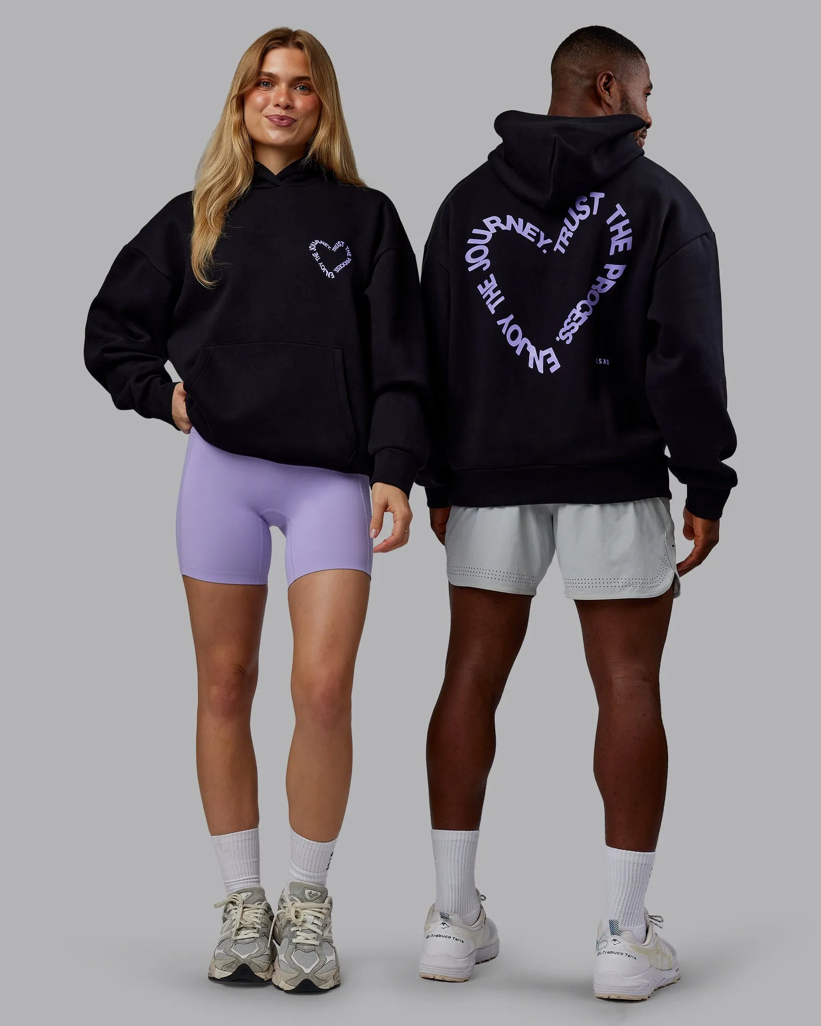 Unisex Love The Process Oversize Hoodie - Black-Violet Ray