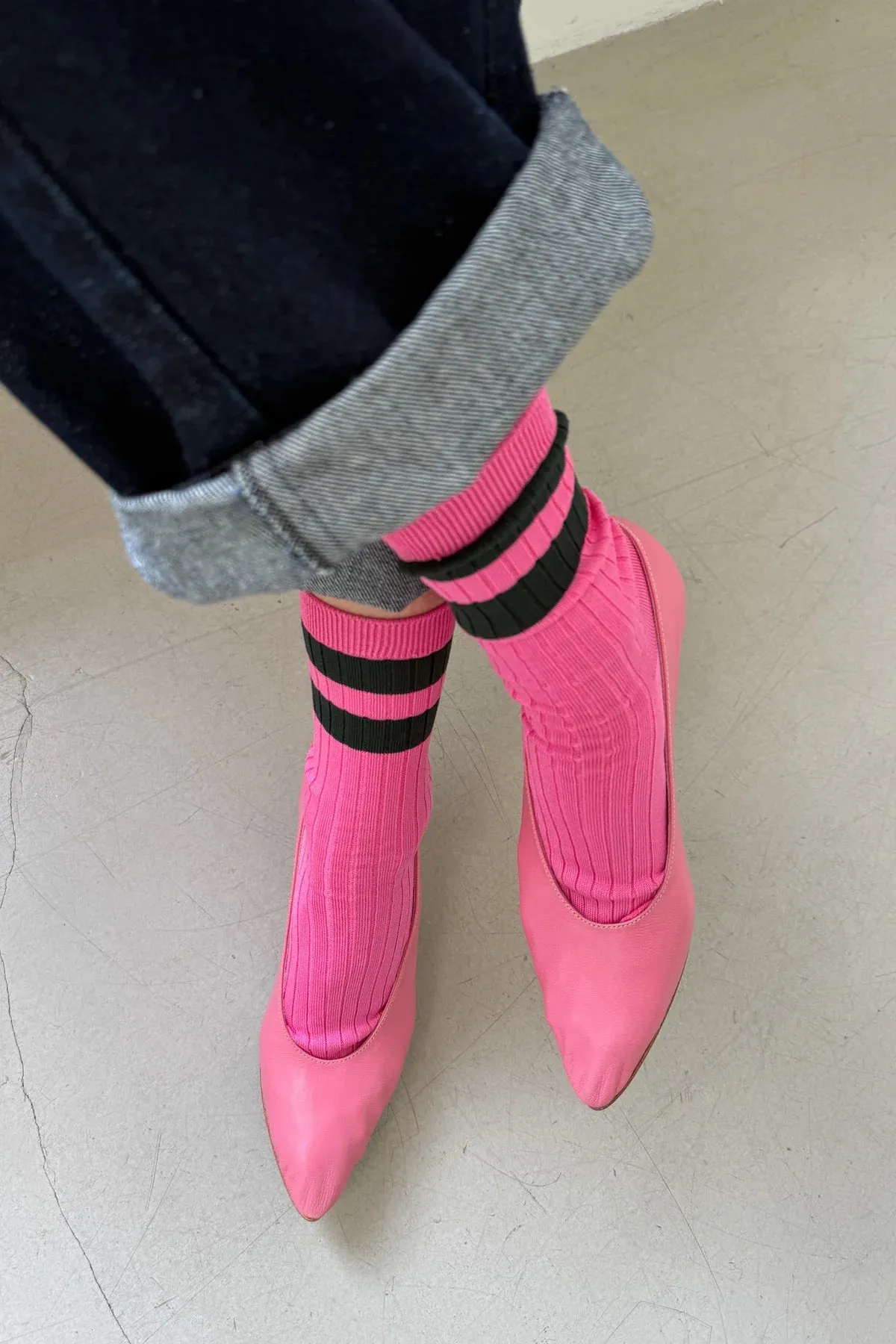 Varsity Her Socks (Pink Green)