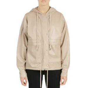 Vegan Leather Button Front Jacket