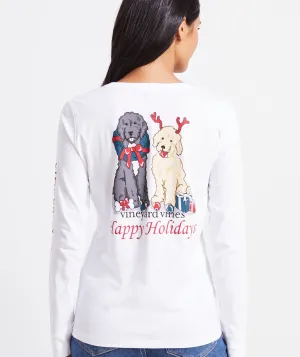 Vineyard Vines Furry Friends Holiday Long-Sleeve Pocket Tee - White Cap