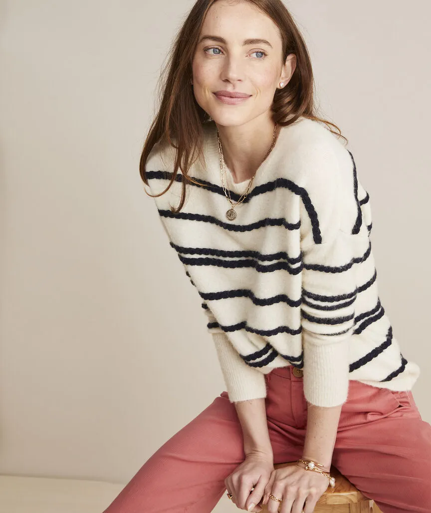Vineyard Vines Women's Rope Intarsia Crewneck Sweater - Marshmallow