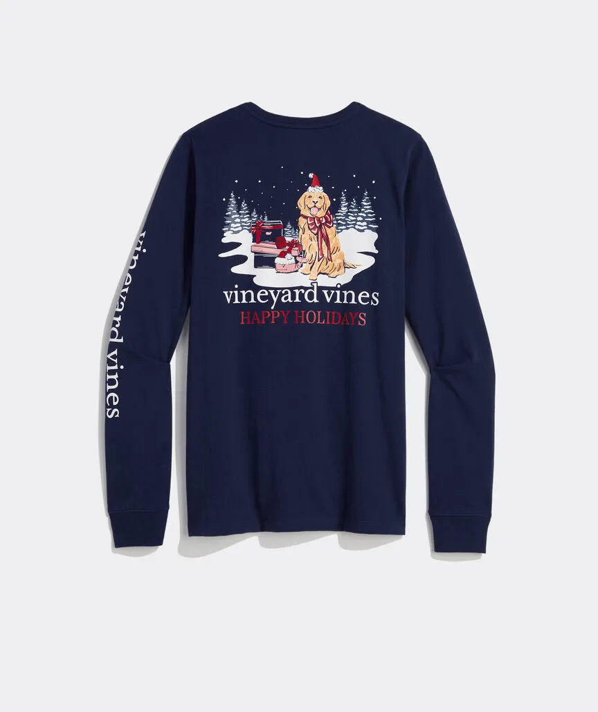 Vineyard Vines Women's Santa's Helper Long-Sleeve Pocket Tee - Deep Bay