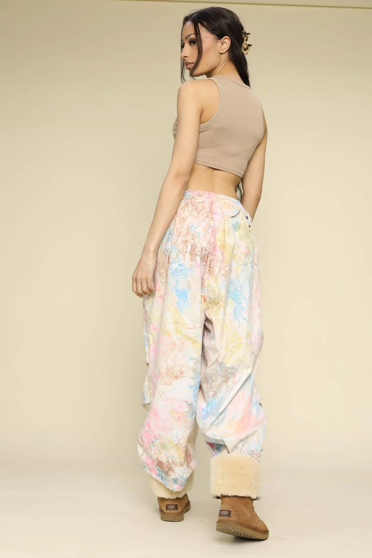 Vintage Rework Parachute Marble Dye Pants - M Frankie