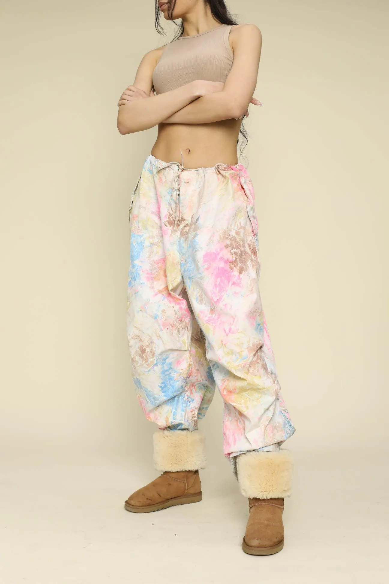 Vintage Rework Parachute Marble Dye Pants - M Frankie