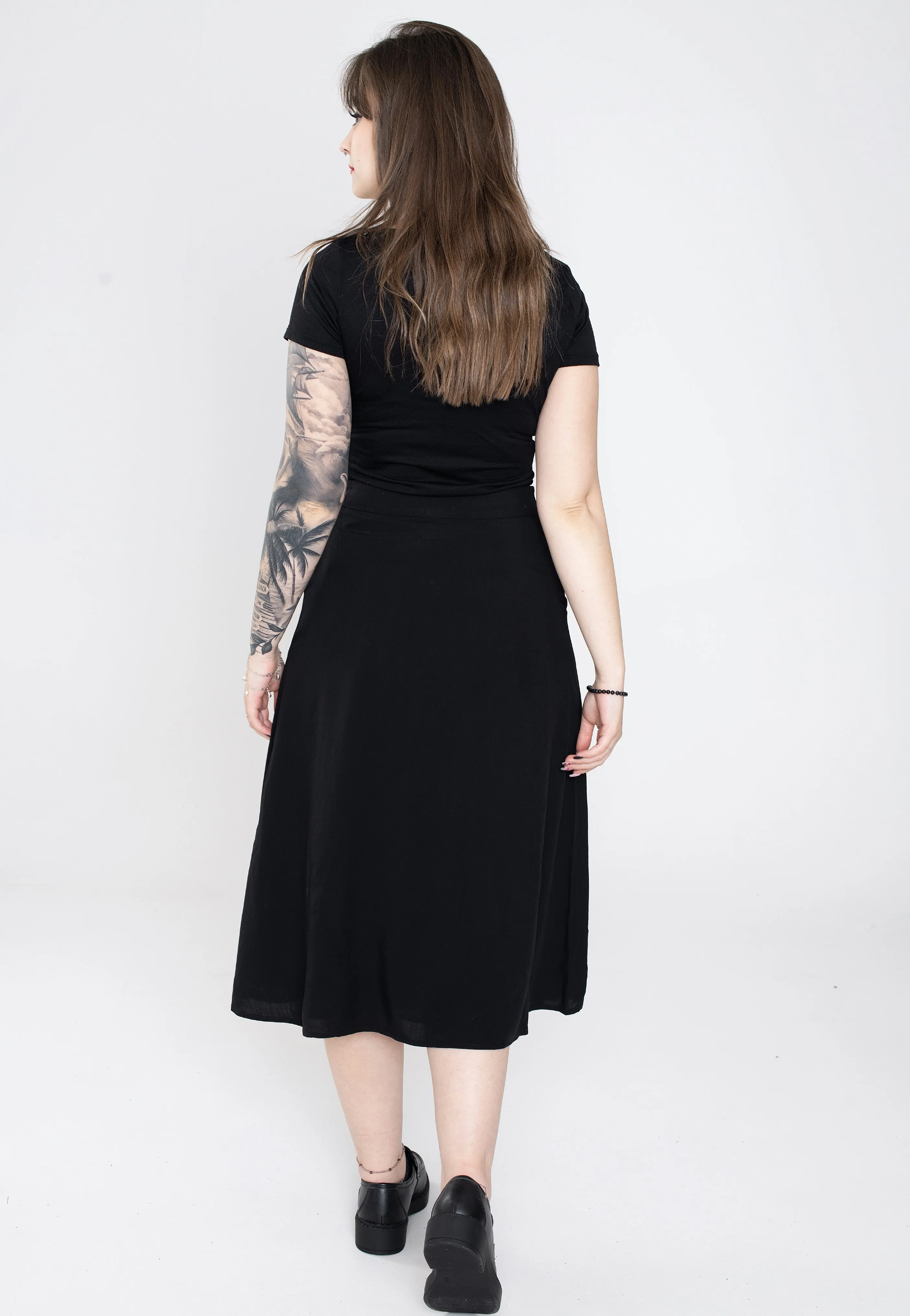 Voodoo Vixen - Heart Button Midi Black - Skirt