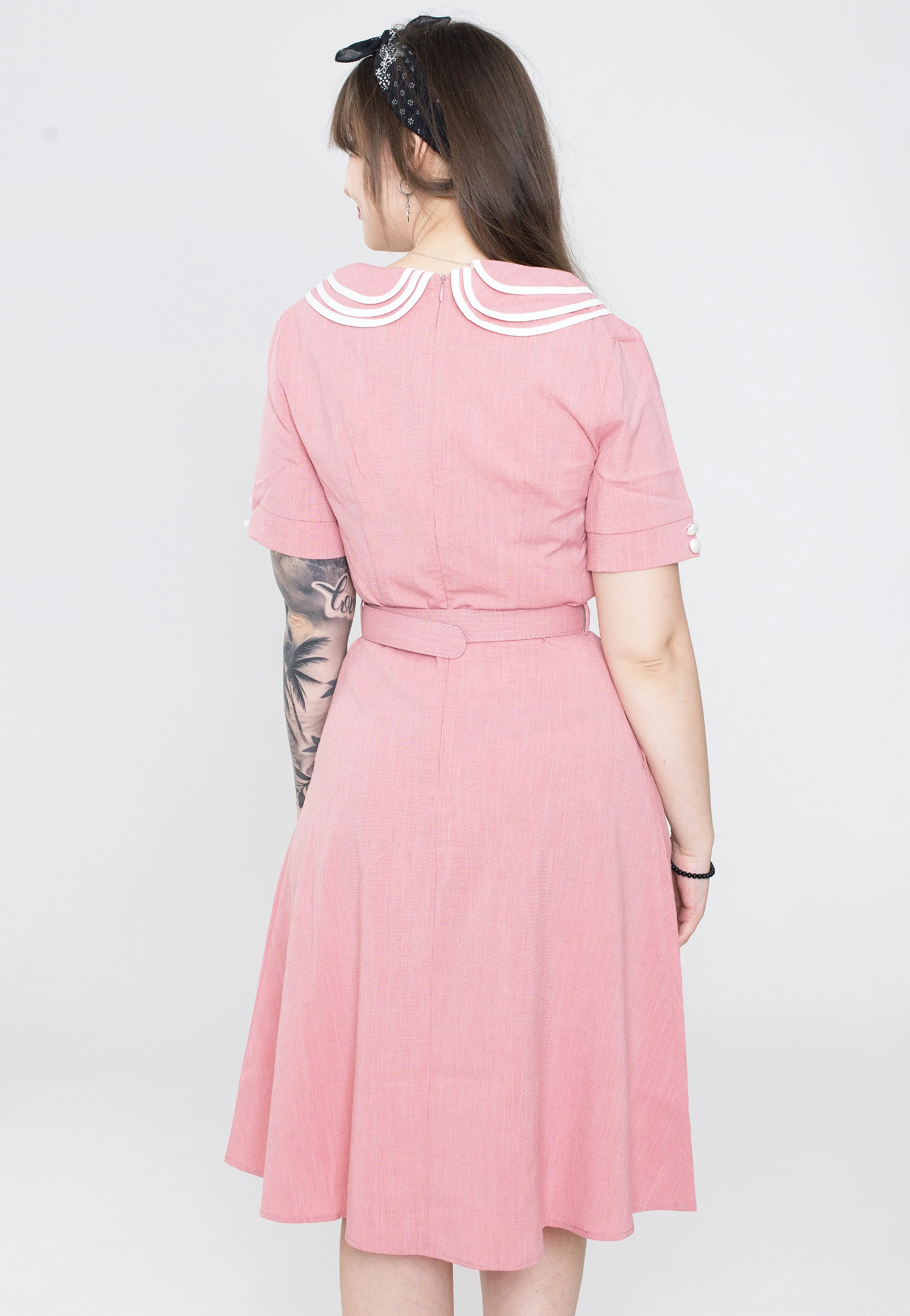 Voodoo Vixen - Layered Collar Belted Pink - Dress