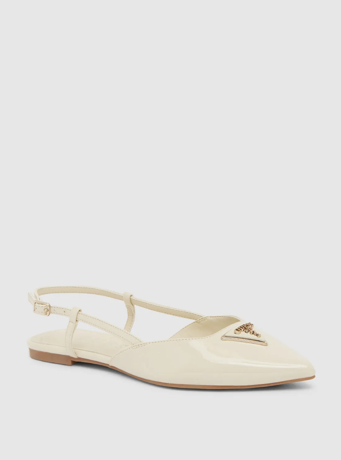 White Bemas Sling Back Flats Guess