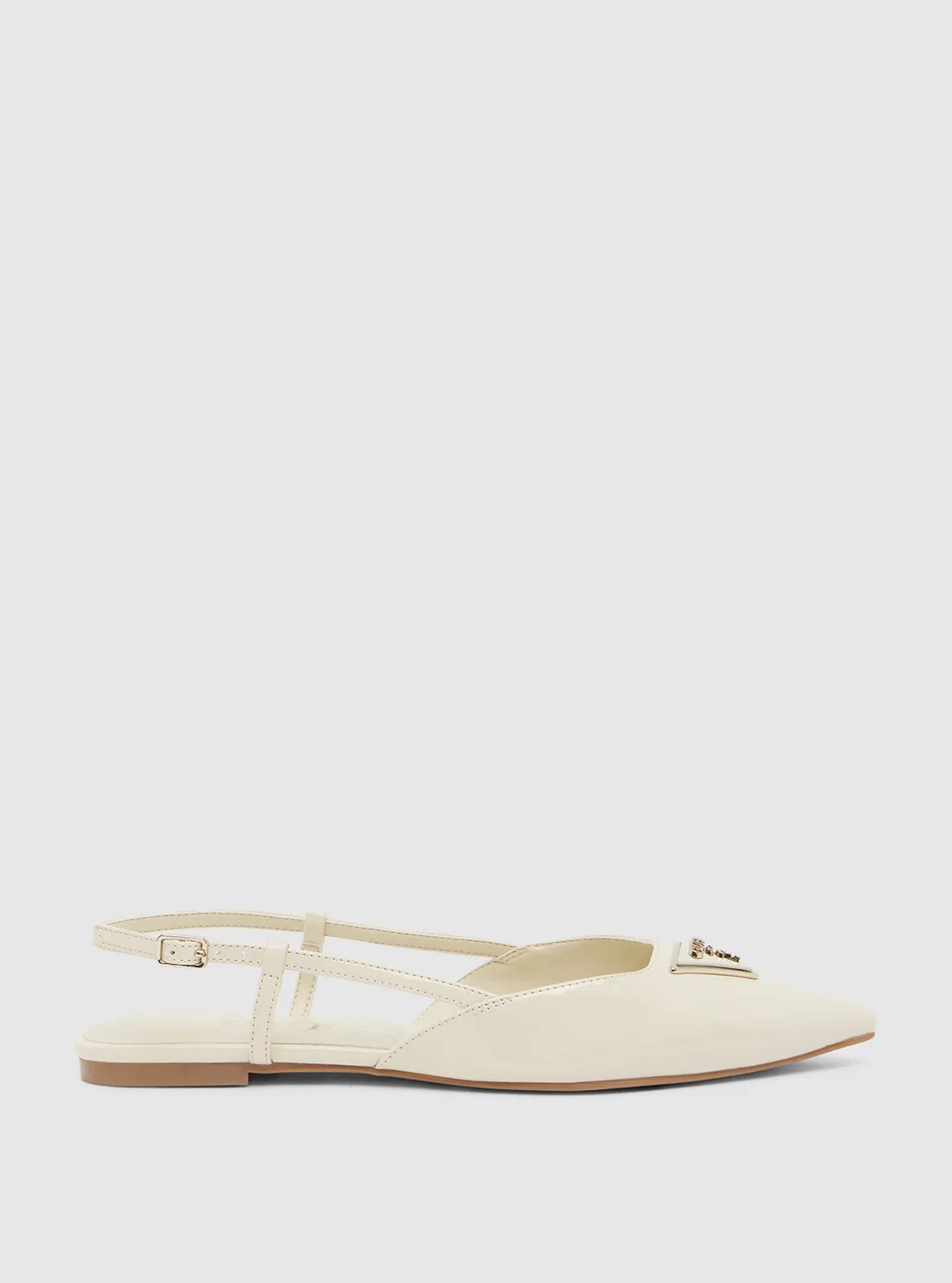 White Bemas Sling Back Flats Guess
