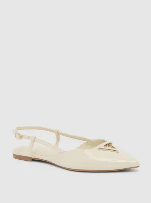 White Bemas Sling Back Flats Guess