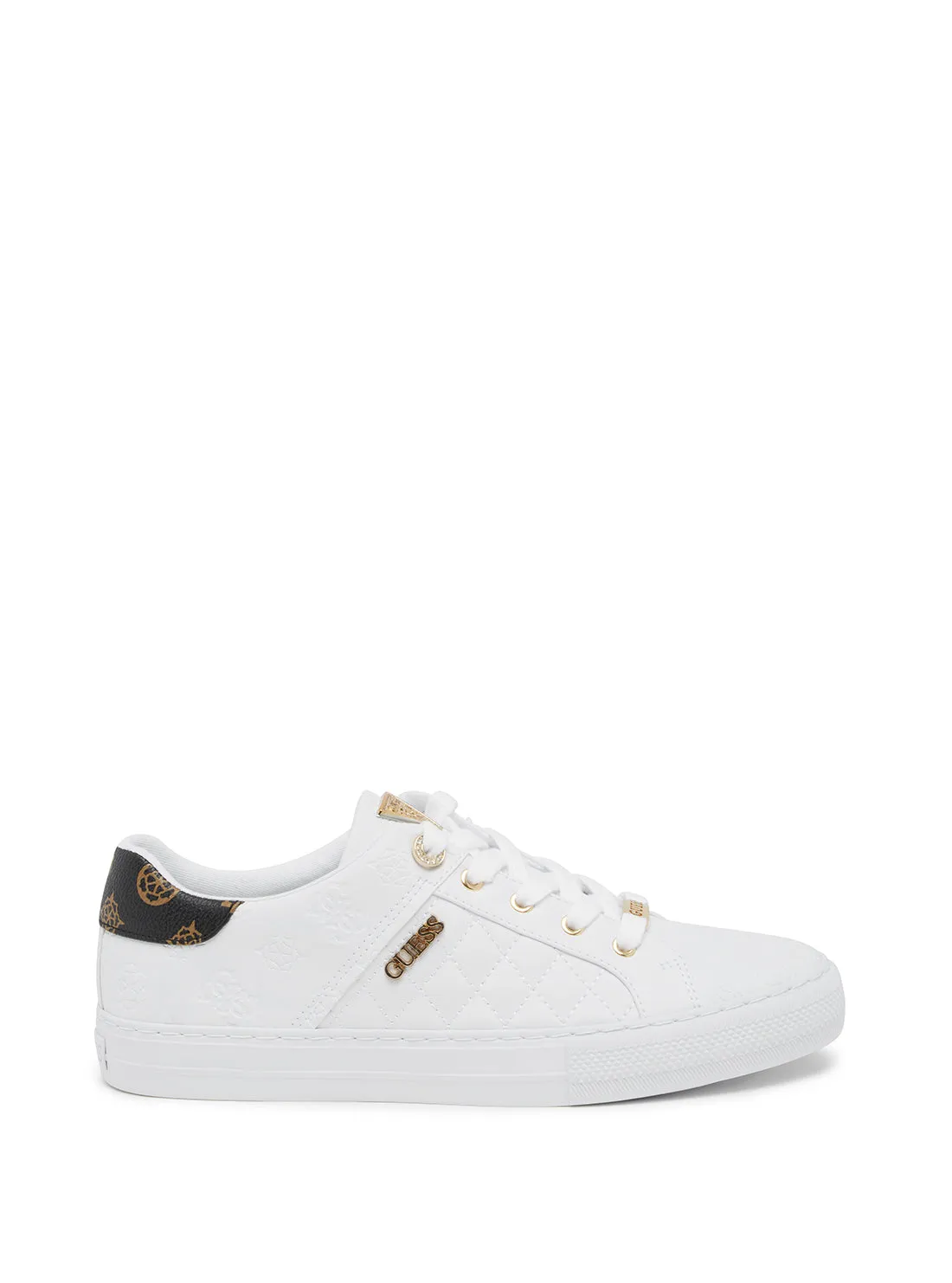 White Larsa Low Top Sneakers Guess