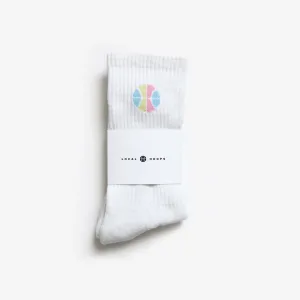 White Logo Socks LOCAL HOOPS