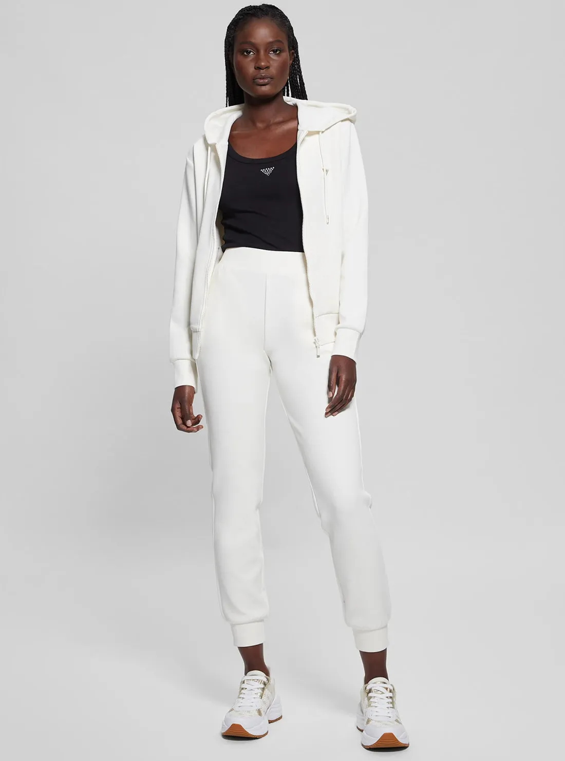 White Olympe Hoodie Jacket Guess
