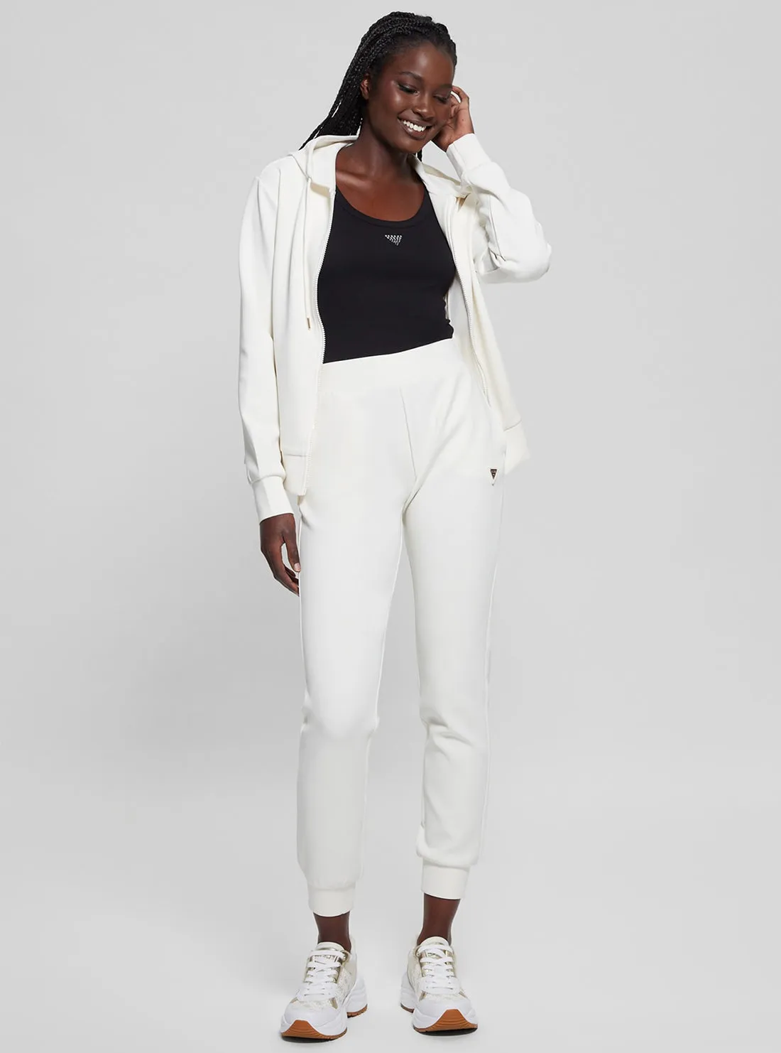 White Olympe Hoodie Jacket Guess