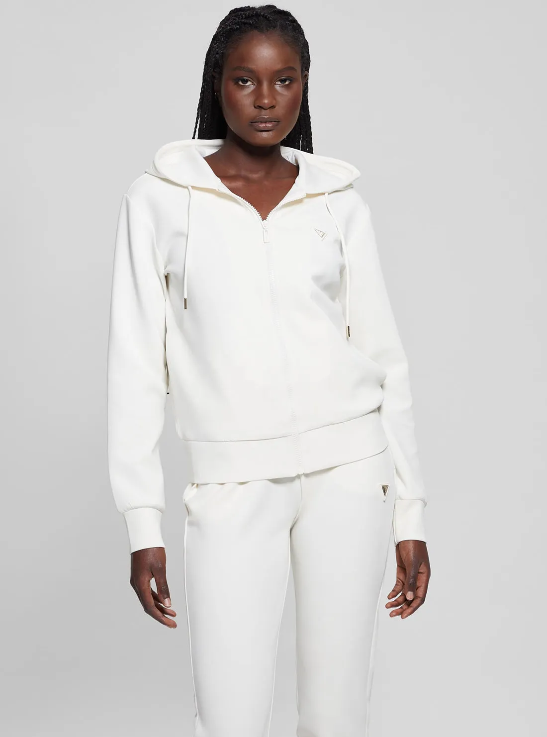 White Olympe Hoodie Jacket Guess