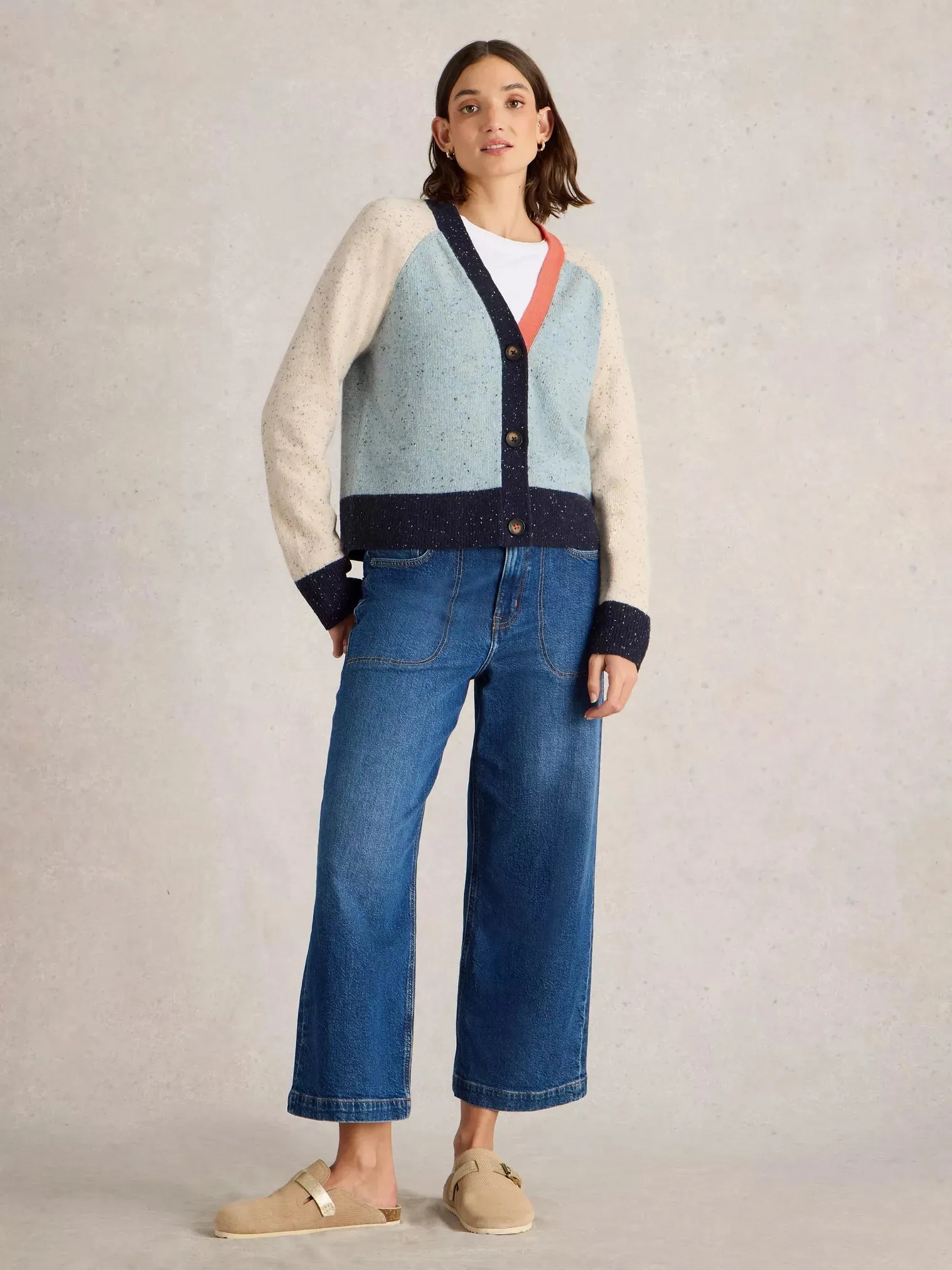 White Stuff Colourblock Nep Cardigan