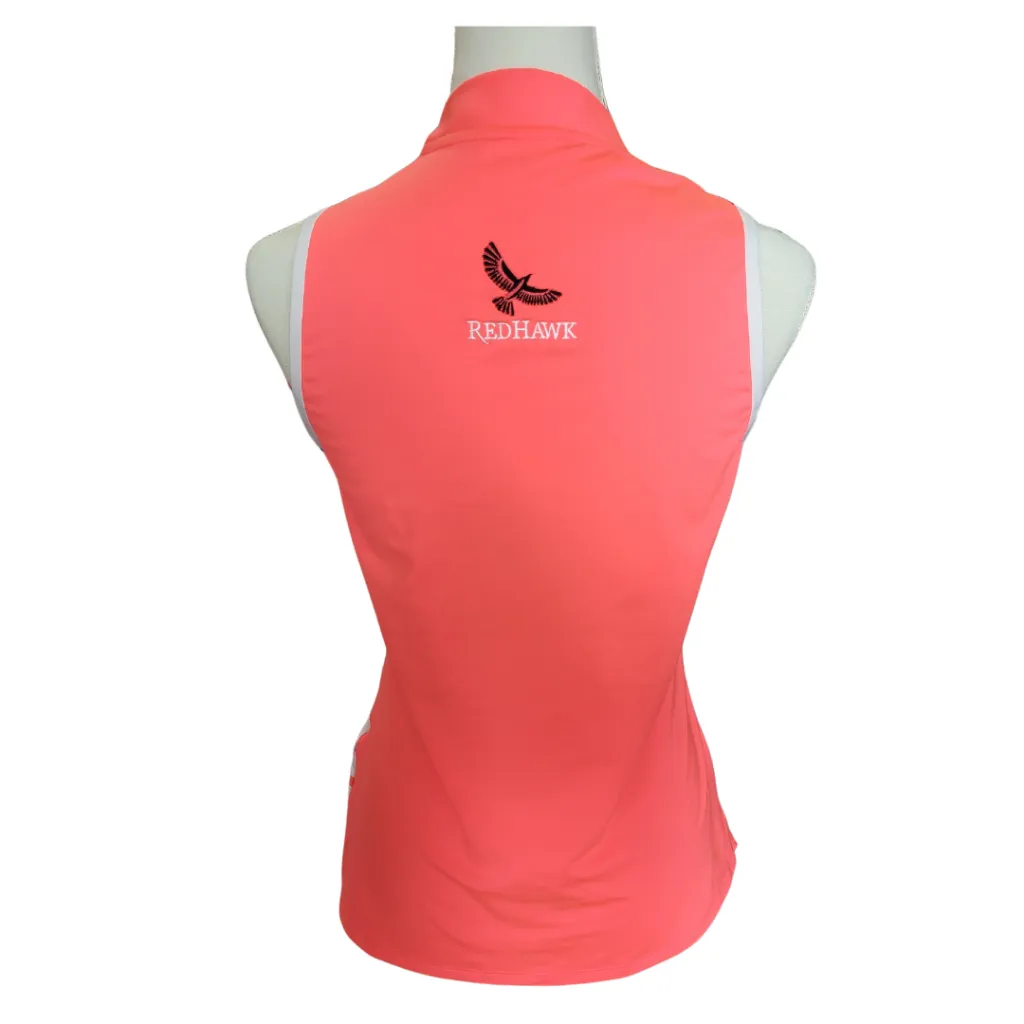Women's Adidas Coral & White Striped Zip Sleeveless Golf Top Size S