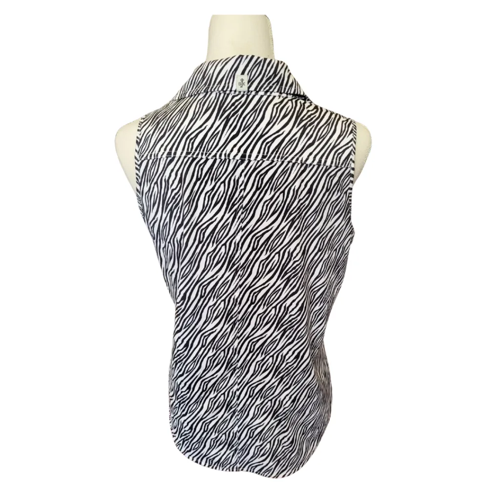 Women's Belyn Key Zebra Stripe Action Sleeveless Golf Polo Size S MSP$112
