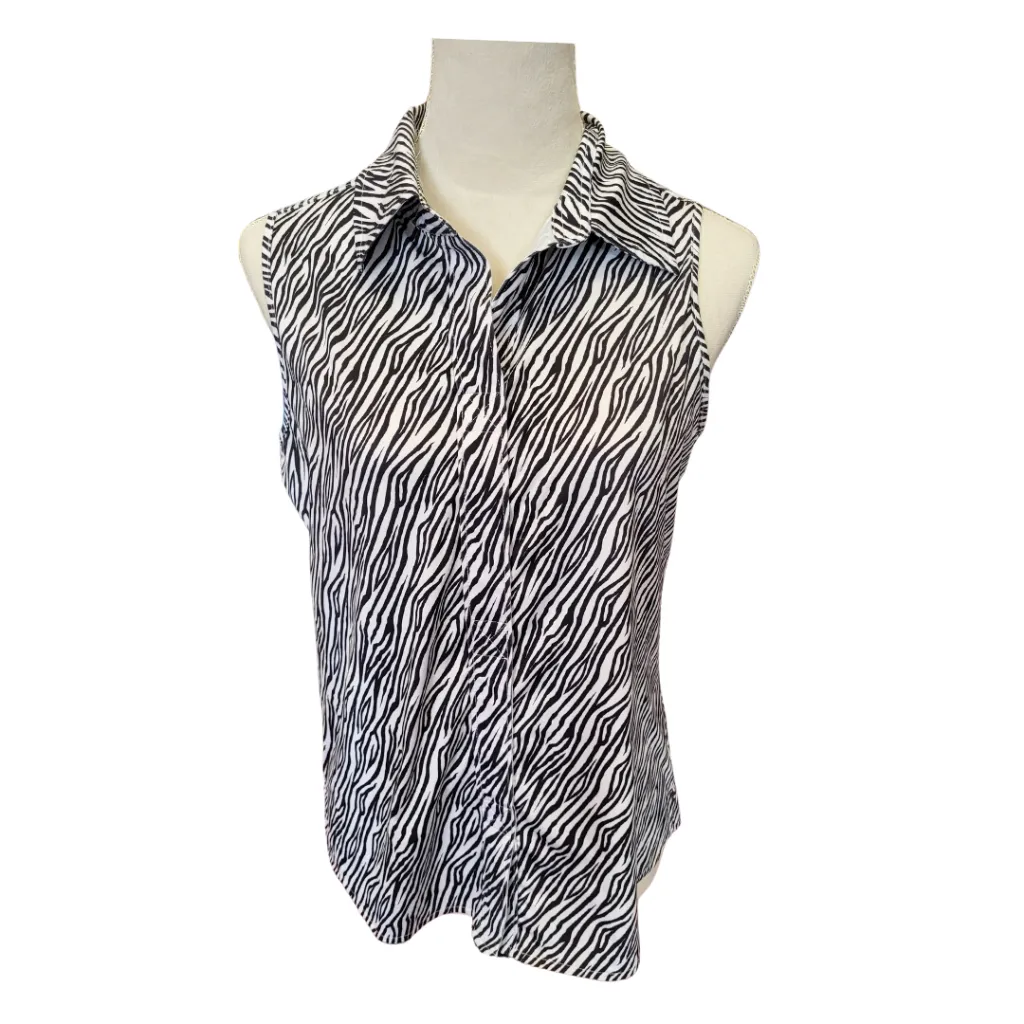 Women's Belyn Key Zebra Stripe Action Sleeveless Golf Polo Size S MSP$112