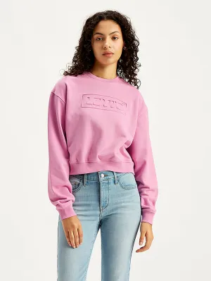 Women's Brand Logo Pink Crew Neck Sweatshirt LEVI'S