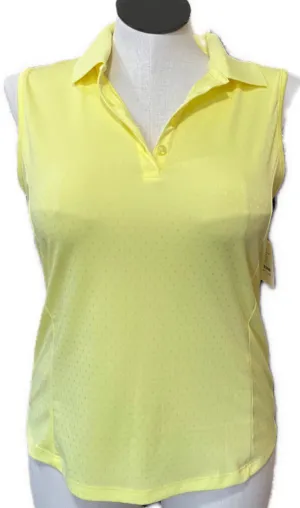 Women's Greg Norman Yellow Dot Sleeveless Golf Polo Size L MSP$65
