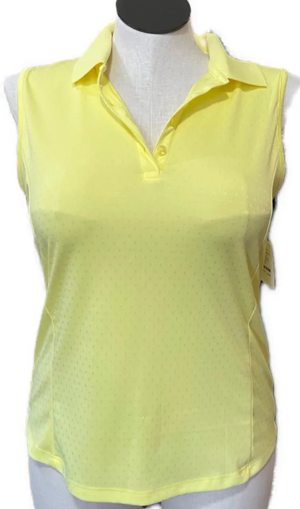 Women's Greg Norman Yellow Dot Sleeveless Golf Polo Size L MSP$65