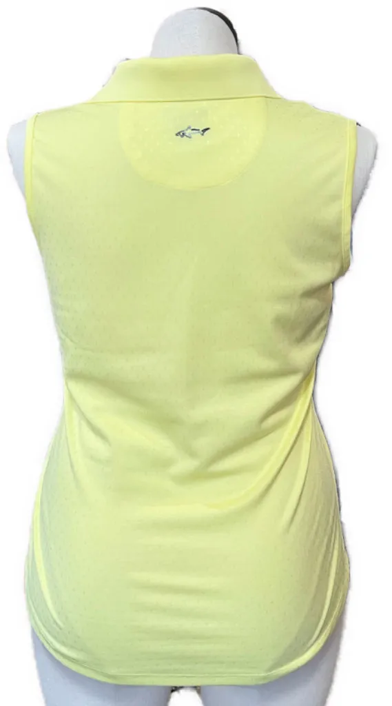 Women's Greg Norman Yellow Dot Sleeveless Golf Polo Size L MSP$65
